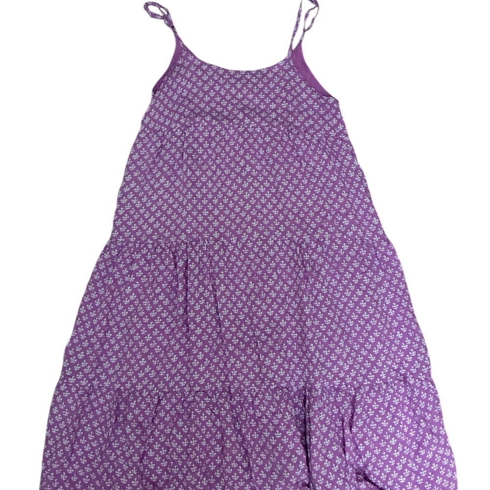 Purple Floral Tiered Spaghetti-Strap Dress